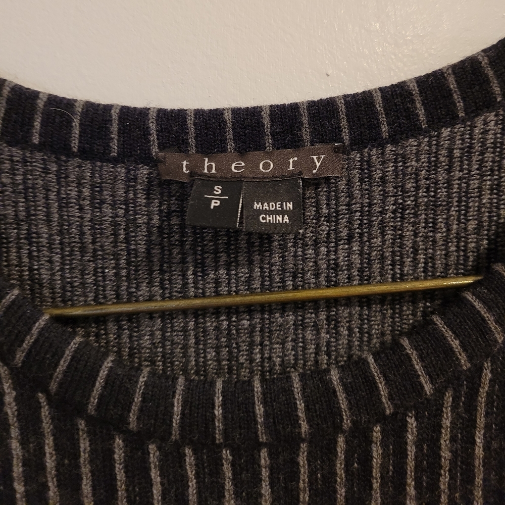 Theory Striped Wool Shift Flare Dress Sz S - Picture 3 of 7